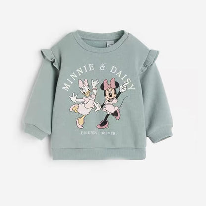Minnie Magic: Cartoon Full-Print Sweatshirt and Pants Set for Girls