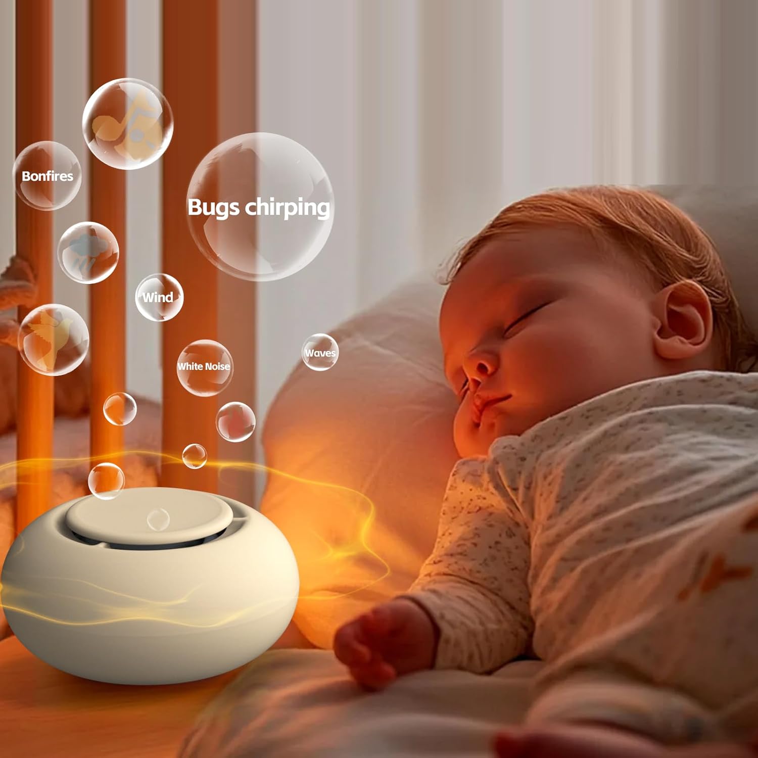 Portable Baby Sound Machine [White Noise for Babies Kids Adults][Timer Function][12 Soothing Sounds][Sleep Soother] 15 Hours Battery Life, Travel,Registry,Gifts,Shower,Clips on Baby Stroller
