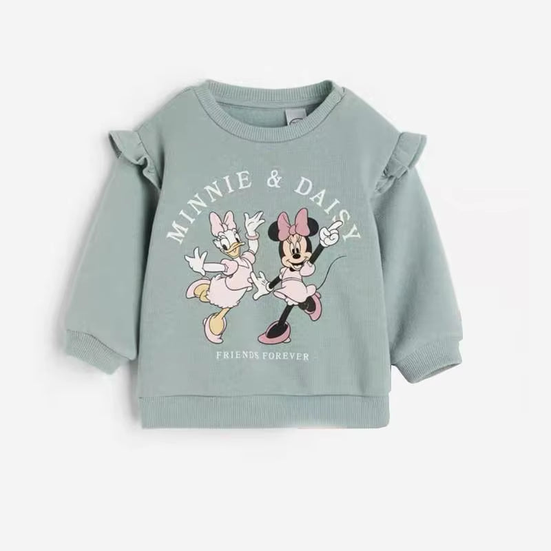 Girls Spring Autumn Clothes Minnie Full Print Sweatshirt+Pants 2Pcs Casual Sports New Kids Cartoon Fashion Long Sleeve Suits