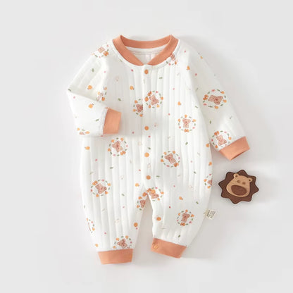 CuddleCub™ Cartoon Bear Romper – Soft Autumn & Winter Bodysuit for Baby Boys and Girls