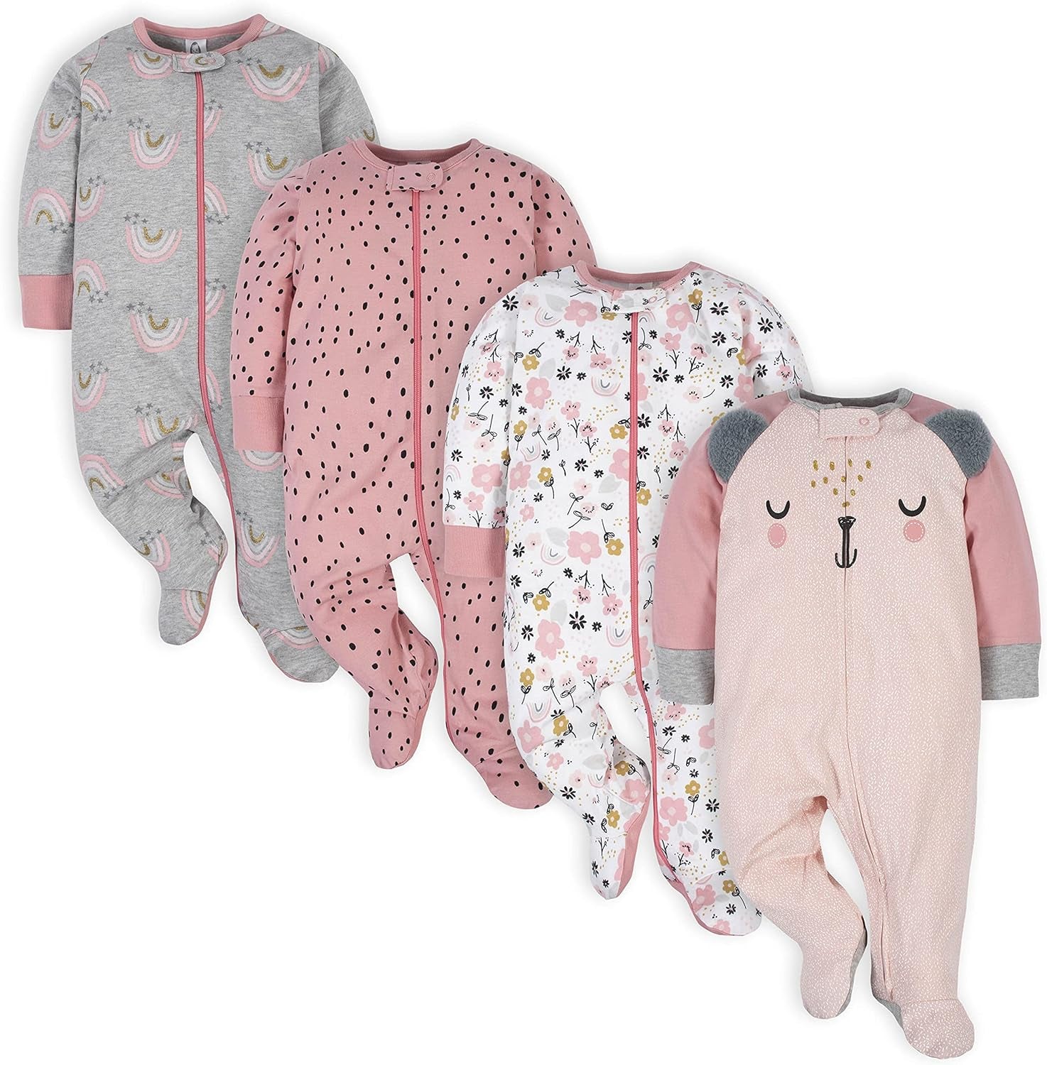 Baby-Girls 4 Pack Sleep N' Play Footie